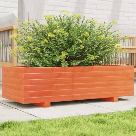 Jardinera de madera maciza de pino marrón cera 90x40x26,5 cm en Macetas y jardineras | Comprar online en Foru.es