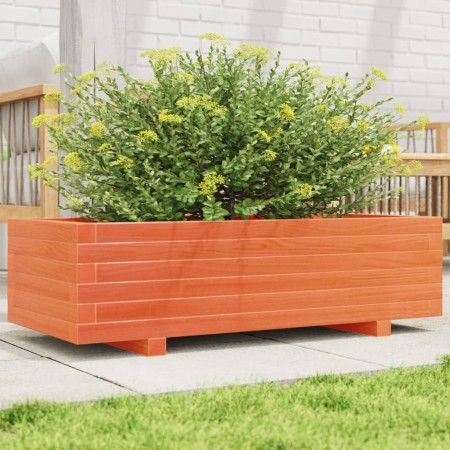Jardinera de madera maciza de pino marrón cera 90x40x26,5 cm en Macetas y jardineras | Comprar online en Foru.es