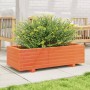 Jardinera de madera maciza de pino marrón cera 90x40x26,5 cm en Macetas y jardineras | Comprar online en Foru.es