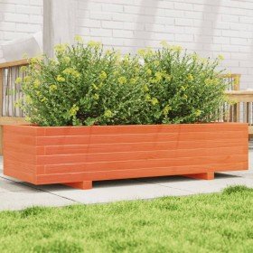 Jardinera de madera maciza de pino marrón cera 110x40x26,5 cm en Macetas y jardineras | Comprar online en Foru.es