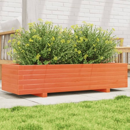 Jardinera de madera maciza de pino marrón cera 110x40x26,5 cm en Macetas y jardineras | Comprar online en Foru.es