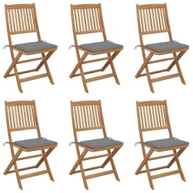 Sillas de jardín plegables 6 uds y cojines madera maciza acacia de vidaXL, Sillas de jardín - Ref: Foro24-3074995, Precio: 30...