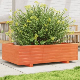 Jardinera de madera maciza de pino marrón cera 90x60x26,5 cm en Macetas y jardineras | Comprar online en Foru.es
