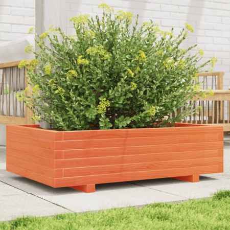 Jardinera de madera maciza de pino marrón cera 90x60x26,5 cm en Macetas y jardineras | Comprar online en Foru.es