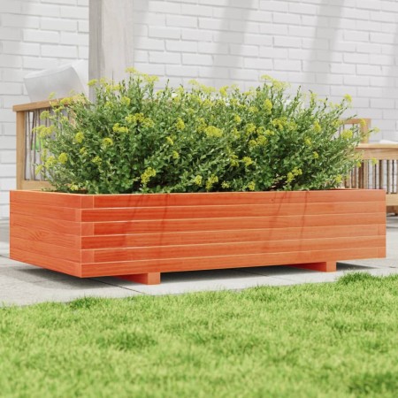 Jardinera de madera maciza de pino marrón cera 110x60x26,5 cm en Macetas y jardineras | Comprar online en Foru.es