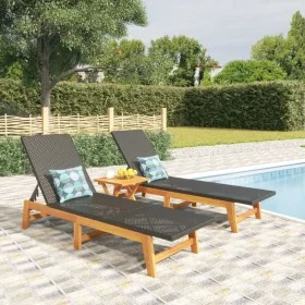 Set de muebles de jardín 3 piezas ratán sintético madera acacia de vidaXL, Tumbonas - Ref: Foro24-3154402, Precio: 270,59 €, ...
