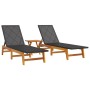 Set de muebles de jardín 3 piezas ratán sintético madera acacia de vidaXL, Tumbonas - Ref: Foro24-3154402, Precio: 276,16 €, ...