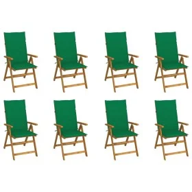 Folding garden chairs and cushions 8 pcs solid acacia wood by vidaXL, Garden chairs - Ref: Foro24-3075059, Price: 624,98 €, D...