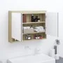 Armario de baño con espejo MDF blanco y roble 80x15x60 cm de vidaXL, Tocadores de baño - Ref: Foro24-331537, Precio: 143,69 €...