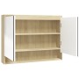 Armario de baño con espejo MDF blanco y roble 80x15x60 cm de vidaXL, Tocadores de baño - Ref: Foro24-331537, Precio: 146,13 €...