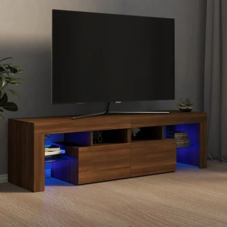 TV cabinet with LED lights oak brown 140x36.5x40 cm by vidaXL, TV Furniture - Ref: Foro24-822643, Price: 126,12 €, Discount: %