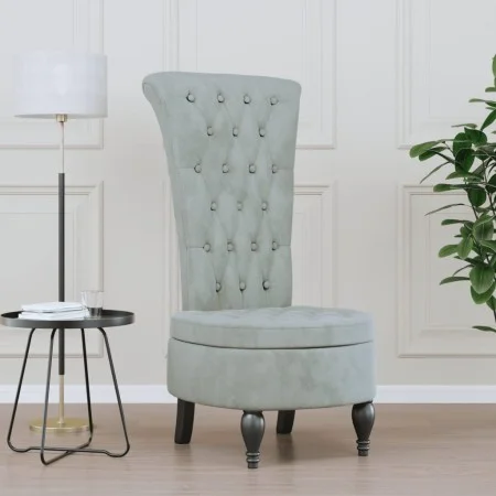 Sillón de respaldo alto con botones terciopelo gris claro de vidaXL, Sillas poltrona - Ref: Foro24-352464, Precio: 171,34 €, ...