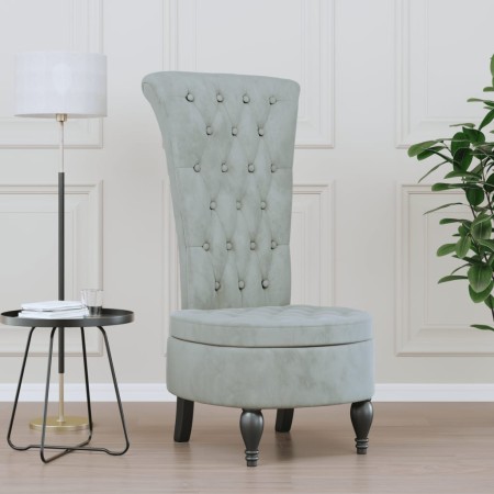 Sillón de respaldo alto con botones terciopelo gris claro de vidaXL, Sillas poltrona - Ref: Foro24-352464, Precio: 157,78 €, ...