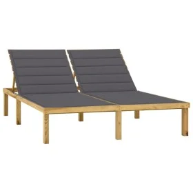 Tumbona doble y cojines madera pino impregnada gris antracita de vidaXL, Tumbonas - Ref: Foro24-3065879, Precio: 216,94 €, De...