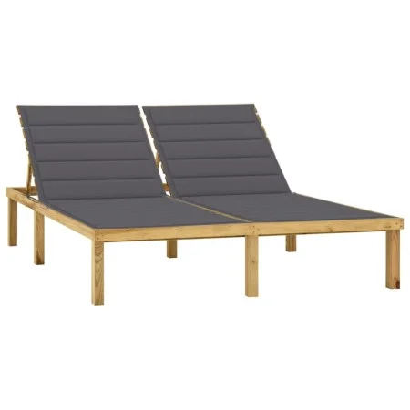 Tumbona doble y cojines madera pino impregnada gris antracita de vidaXL, Tumbonas - Ref: Foro24-3065879, Precio: 216,94 €, De...