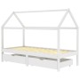 Estructura de cama infantil cajones madera pino blanco 90x200cm de vidaXL, Cunas y camas para niños - Ref: Foro24-322141, Pre...