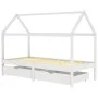Estructura de cama infantil cajones madera pino blanco 90x200cm de vidaXL, Cunas y camas para niños - Ref: Foro24-322141, Pre...