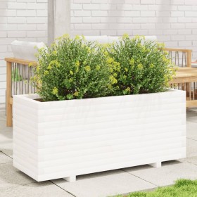 Jardinera madera maciza de pino blanco 110x40x49,5 cm en Macetas y jardineras | Comprar online en Foru.es