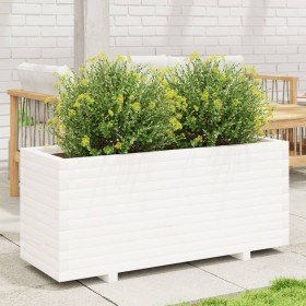 Jardinera madera maciza de pino blanco 110x40x49,5 cm en Macetas y jardineras | Comprar online en Foru.es
