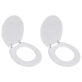 Toilettensitz mit Bezügen 2-teilig aus weißem MDF von vidaXL, Toiletten- und Bidetsitze - Ref: Foro24-275907, Preis: 75,82 €,...