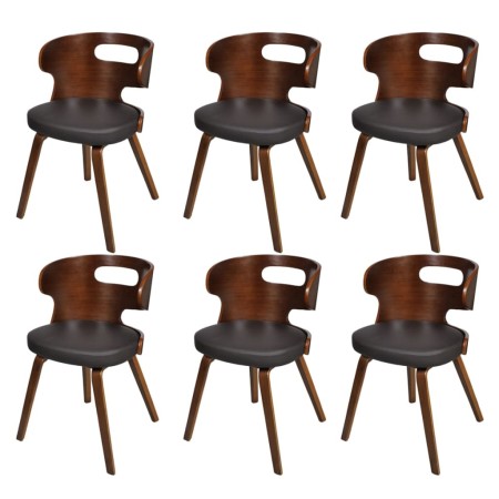 Sillas de comedor 6 unidades cuero sintético marrón de vidaXL, Sillas de comedor - Ref: Foro24-270042, Precio: 658,82 €, Desc...