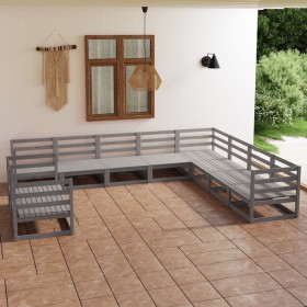Muebles de jardín 10 piezas gris madera de pino maciza en Conjuntos de jardín | Comprar online en Foru.es