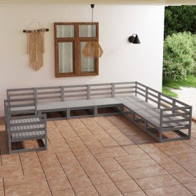 Muebles de jardín 10 piezas gris madera de pino maciza en Conjuntos de jardín | Comprar online en Foru.es