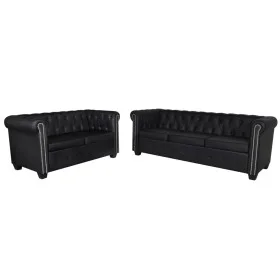 Sofás Chesterfield de 2 y 3 plazas cuero sintético negro de vidaXL, Sofás - Ref: Foro24-272249, Precio: 931,70 €, Descuento: %