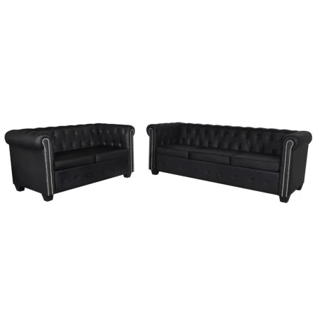 Sofás Chesterfield de 2 y 3 plazas cuero sintético negro de vidaXL, Sofás - Ref: Foro24-272249, Precio: 931,70 €, Descuento: %