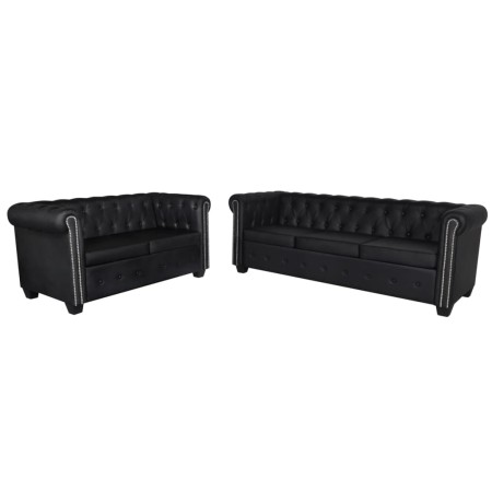 Sofás Chesterfield de 2 y 3 plazas cuero sintético negro de vidaXL, Sofás - Ref: Foro24-272249, Precio: 1,00 €, Descuento: %