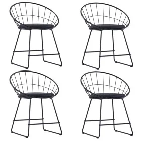 Sillas de comedor asientos de cuero sintético 4 uds acero negro de vidaXL, Sillas de comedor - Ref: Foro24-276235, Precio: 19...
