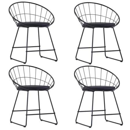 Sillas de comedor asientos de cuero sintético 4 uds acero negro de vidaXL, Sillas de comedor - Ref: Foro24-276235, Precio: 19...