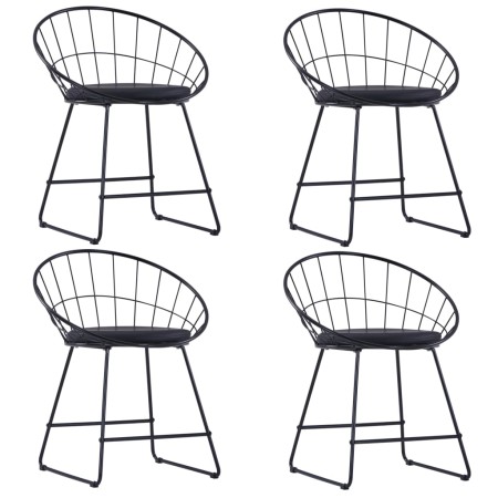 Sillas de comedor asientos de cuero sintético 4 uds acero negro de vidaXL, Sillas de comedor - Ref: Foro24-276235, Precio: 20...
