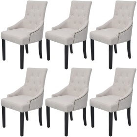 Sillas de comedor 6 unidades tela gris crema de vidaXL, Sillas de comedor - Ref: Foro24-272507, Precio: 1,00 €, Descuento: %