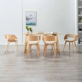 Sillas de comedor 6 uds madera curvada y cuero sintético crema de vidaXL, Sillas de comedor - Ref: Foro24-278864, Precio: 943...