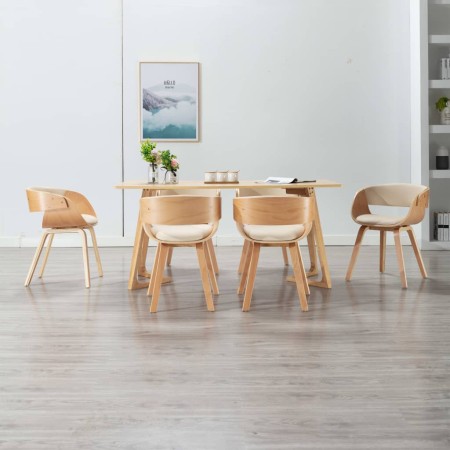 Sillas de comedor 6 uds madera curvada y cuero sintético crema de vidaXL, Sillas de comedor - Ref: Foro24-278864, Precio: 957...