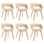 Sillas de comedor 6 uds madera curvada y cuero sintético crema de vidaXL, Sillas de comedor - Ref: Foro24-278864, Precio: 957...