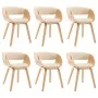 Sillas de comedor 6 uds madera curvada y cuero sintético crema de vidaXL, Sillas de comedor - Ref: Foro24-278864, Precio: 943...
