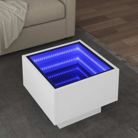 Mesa auxiliar con luz LED madera ingeniería blanco 40x40x30 cm en Mesas de centro | Comprar online en Foru.es