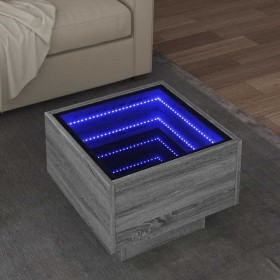 Mesa auxiliar con LED madera ingeniería gris Sonoma 40x40x30cm en Mesas de centro | Comprar online en Foru.es