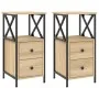 Mesita noche 2 uds madera ingeniería roble Sonoma 34x35,5x70 cm de vidaXL, Mesitas de noche - Ref: Foro24-825946, Precio: 121...