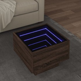 Mesa auxiliar con LED madera ingeniería marrón roble 40x40x30cm en Mesas de centro | Comprar online en Foru.es