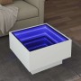Mesa de centro con LED madera de ingeniería blanca 50x50x30 cm en Mesas de centro | Comprar online en Foru.es
