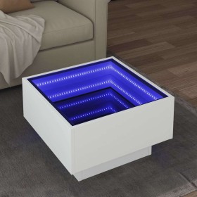 Mesa de centro con LED madera de ingeniería blanca 50x50x30 cm en Mesas de centro | Comprar online en Foru.es
