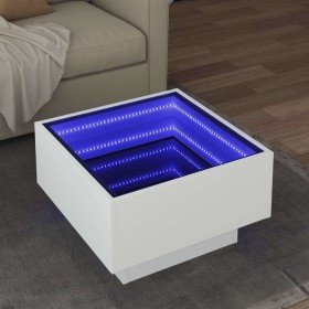 Mesa de centro con LED madera de ingeniería blanca 50x50x30 cm en Mesas de centro | Comprar online en Foru.es