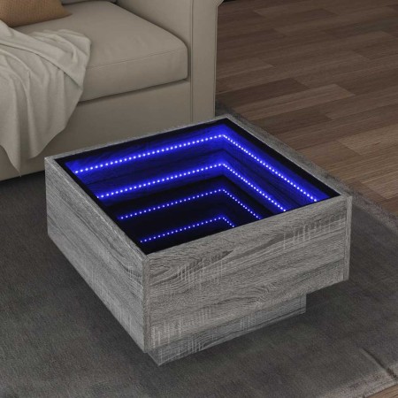 Mesa de centro y LED madera ingeniería gris Sonoma 50x50x30 cm en Mesas de centro | Comprar online en Foru.es