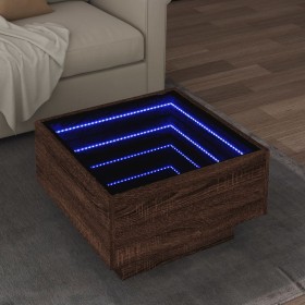 Mesa de centro y LED madera ingeniería marrón roble 50x50x30 cm en Mesas de centro | Comprar online en Foru.es