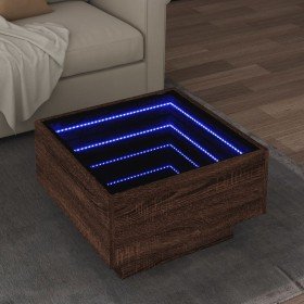 Mesa de centro y LED madera ingeniería marrón roble 50x50x30 cm en Mesas de centro | Comprar online en Foru.es