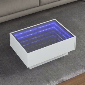 Mesa de centro con LED madera de ingeniería blanca 70x50x30 cm en Mesas de centro | Comprar online en Foru.es