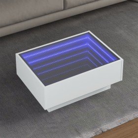 Mesa de centro con LED madera de ingeniería blanca 70x50x30 cm en Mesas de centro | Comprar online en Foru.es